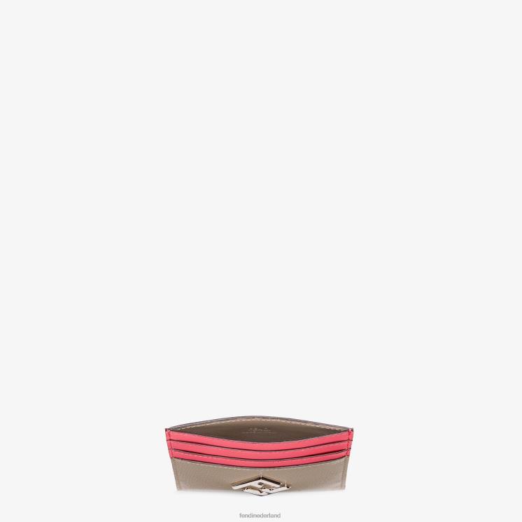 vrouwen accessoires Fendi 0J62L1473 tweekleurige platte kaarthouder van duifleer roze