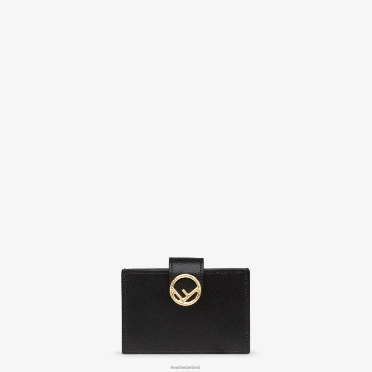 vrouwen accessoires Fendi 0J62L1605 Kaarthouder met leren inzetstuk zwart