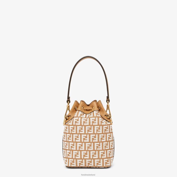 vrouwen accessoires Fendi 0J62L600 Minitasje van raffia met ff-motief van tapijtstof wit