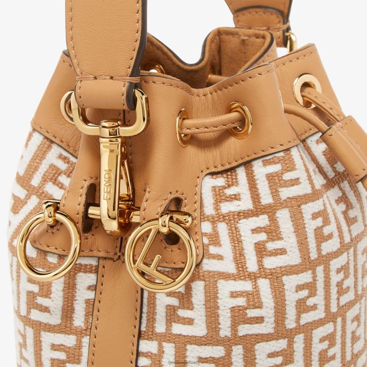 vrouwen accessoires Fendi 0J62L600 Minitasje van raffia met ff-motief van tapijtstof wit