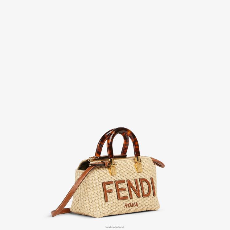 vrouwen accessoires Fendi 0J62L602 Boston tasje van natuurlijk stro beige