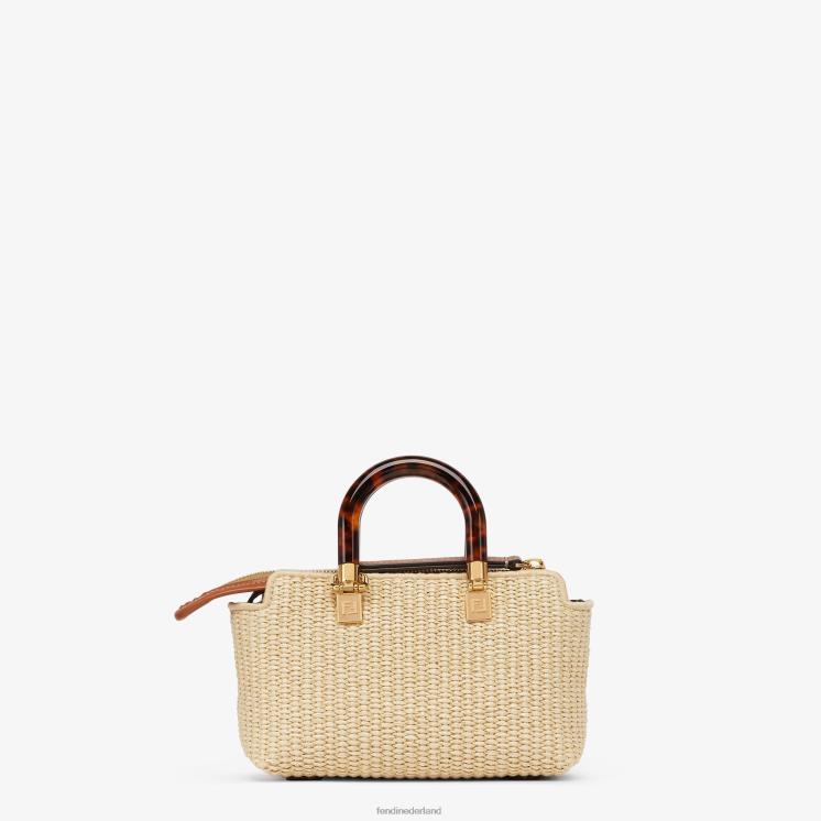 vrouwen accessoires Fendi 0J62L602 Boston tasje van natuurlijk stro beige