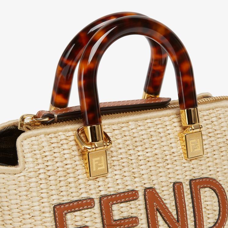 vrouwen accessoires Fendi 0J62L602 Boston tasje van natuurlijk stro beige