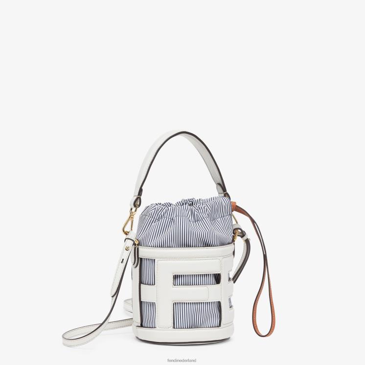 vrouwen accessoires Fendi 0J62L614 Minitasje van leer en gestreepte stof wit