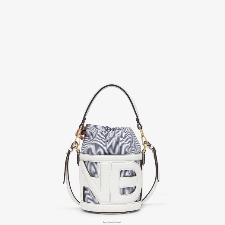vrouwen accessoires Fendi 0J62L614 Minitasje van leer en gestreepte stof wit