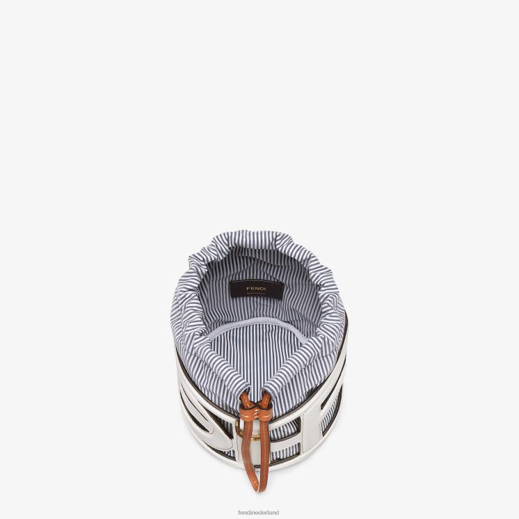 vrouwen accessoires Fendi 0J62L614 Minitasje van leer en gestreepte stof wit