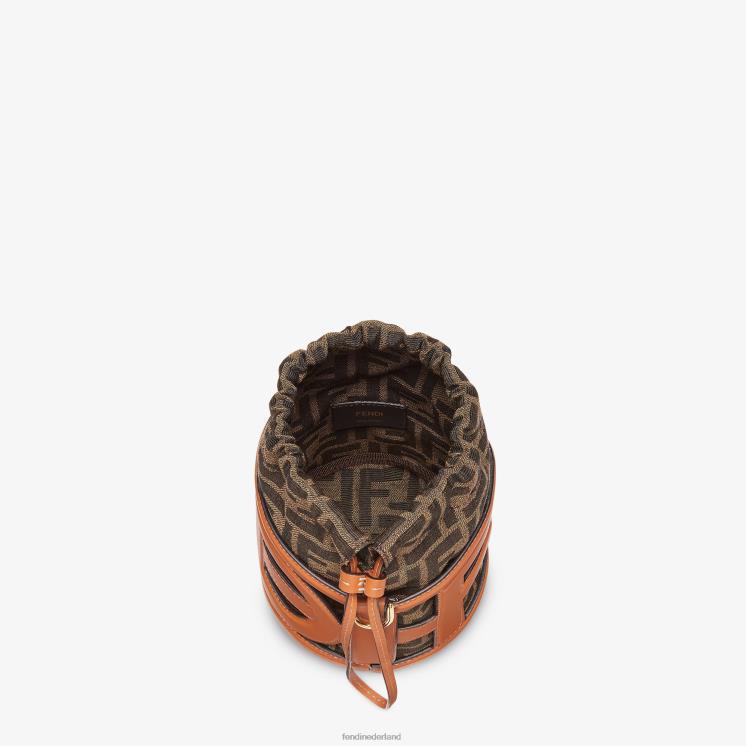 vrouwen accessoires Fendi 0J62L622 Minitasje van leer en ff-stof bruin