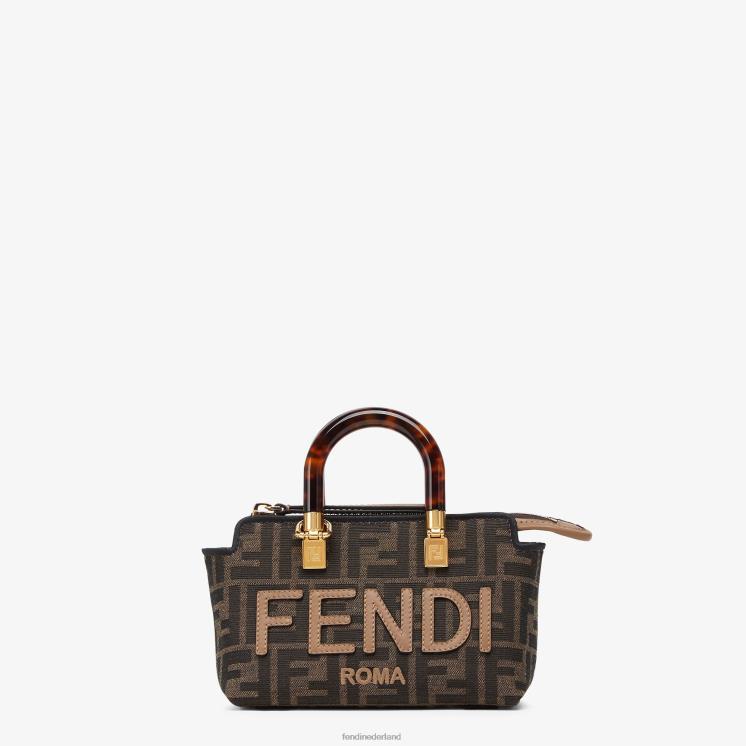 vrouwen accessoires Fendi 0J62L654 kleine Boston-tas van ff-stof bruin