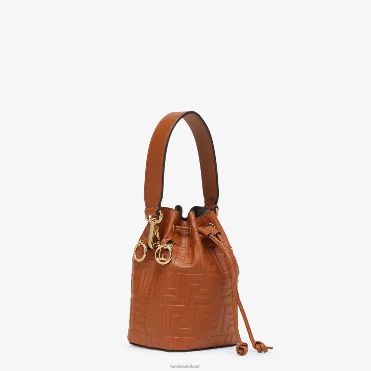 vrouwen accessoires Fendi 0J62L657 leren minitasje met ff-motief bruin