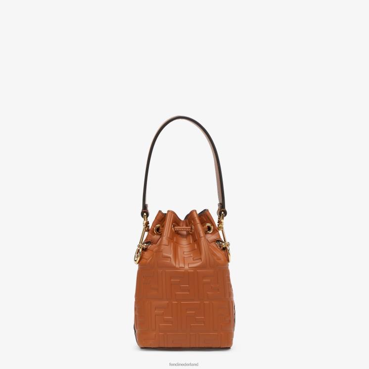 vrouwen accessoires Fendi 0J62L657 leren minitasje met ff-motief bruin