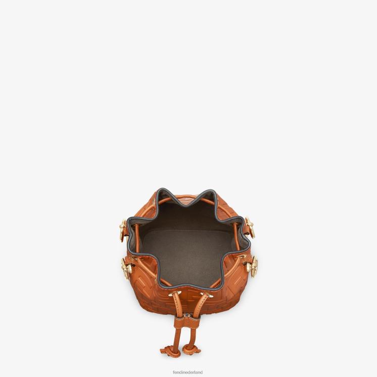 vrouwen accessoires Fendi 0J62L657 leren minitasje met ff-motief bruin