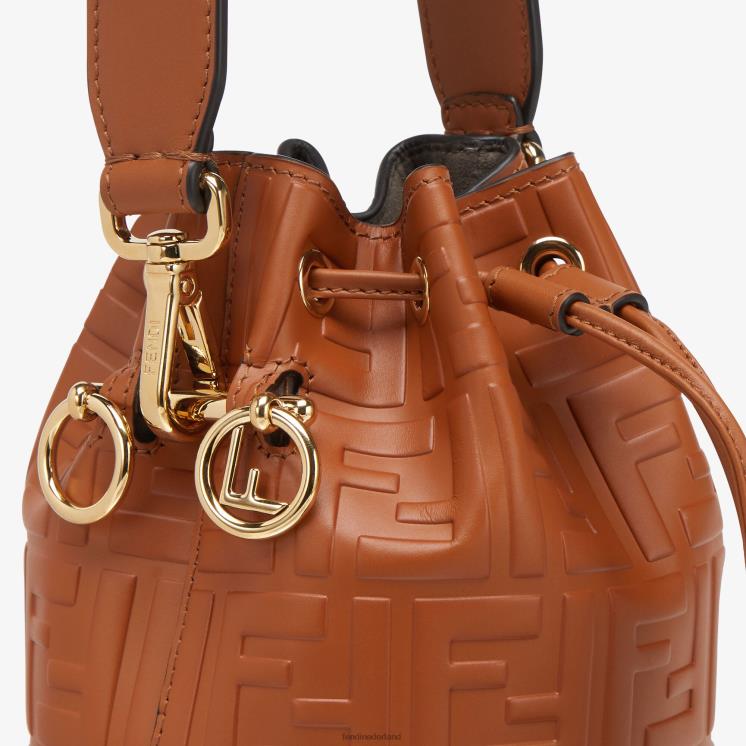 vrouwen accessoires Fendi 0J62L657 leren minitasje met ff-motief bruin