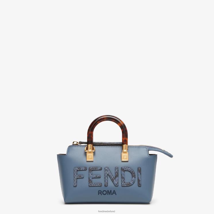 vrouwen accessoires Fendi 0J62L736 kleine tas van leer en elaphe boston blauw