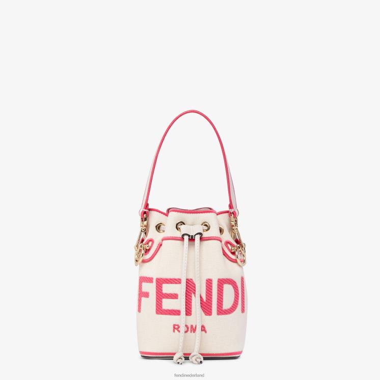 vrouwen accessoires Fendi 0J62L750 Canvas minitasje met Roma-borduurwerk beige