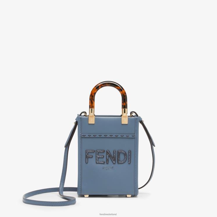 vrouwen accessoires Fendi 0J62L768 mini-tasje van leer en elaphe blauw