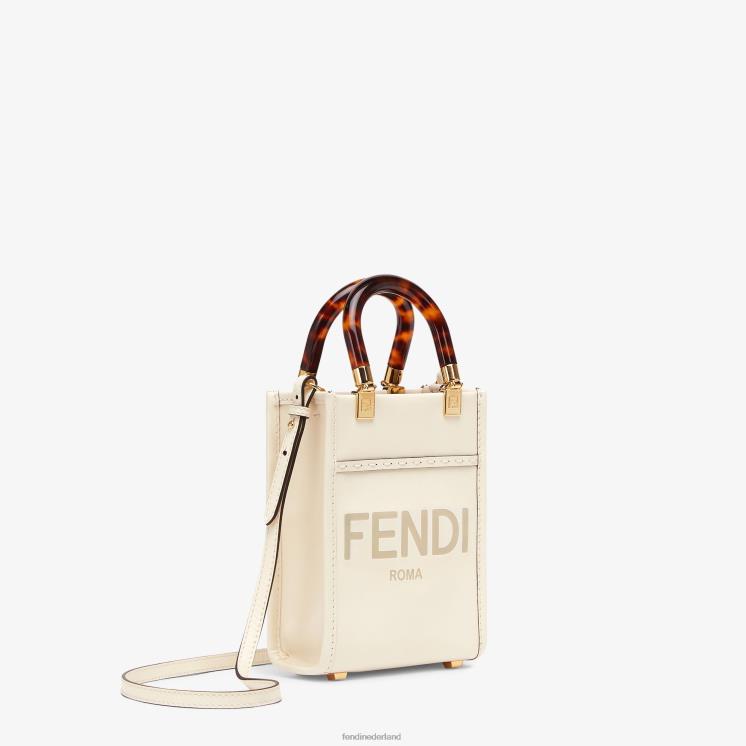 vrouwen accessoires Fendi 0J62L854 Sunshine shopper leren minitasje wit