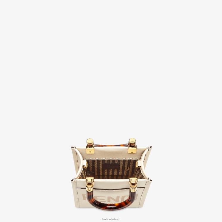 vrouwen accessoires Fendi 0J62L854 Sunshine shopper leren minitasje wit