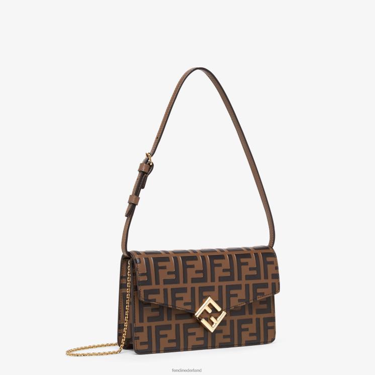 vrouwen accessoires Fendi 0J62L1413 ff lederen portemonnee beige