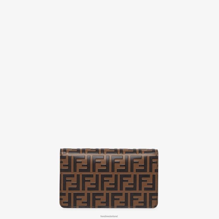 vrouwen accessoires Fendi 0J62L1413 ff lederen portemonnee beige