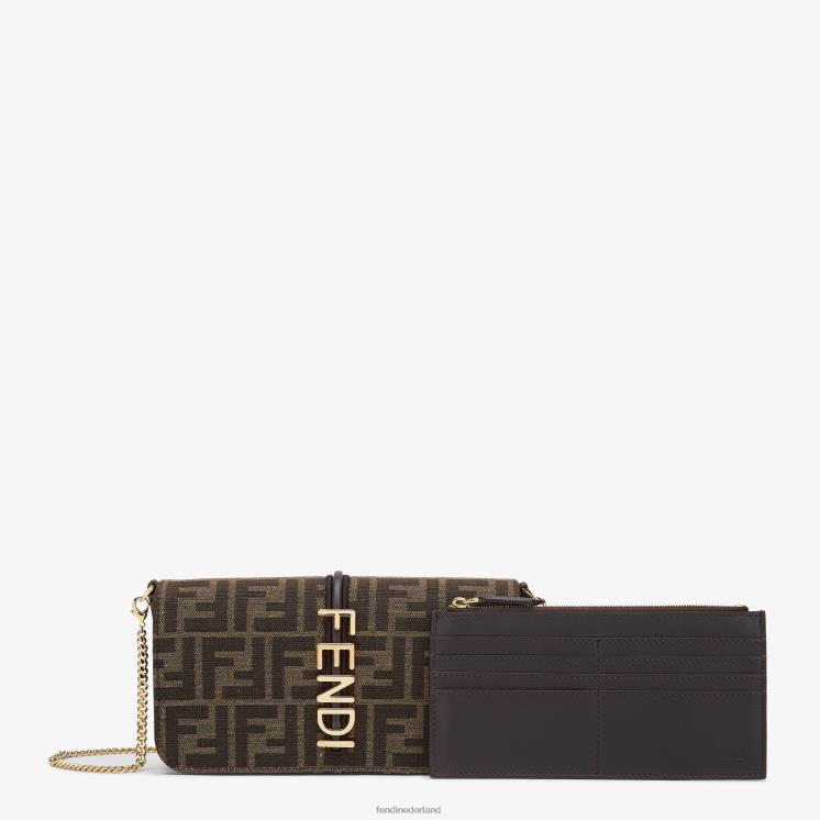 vrouwen accessoires Fendi 0J62L1415 ff stoffen portemonnee bruin