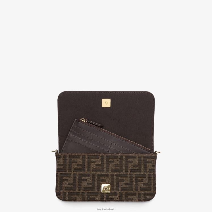 vrouwen accessoires Fendi 0J62L1415 ff stoffen portemonnee bruin
