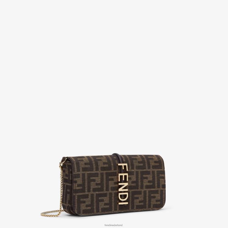vrouwen accessoires Fendi 0J62L1415 ff stoffen portemonnee bruin
