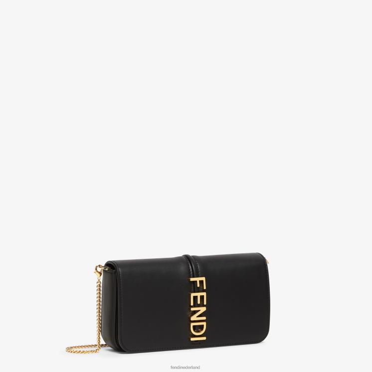 vrouwen accessoires Fendi 0J62L1417 grafiek op ketting lederen portemonnee zwart