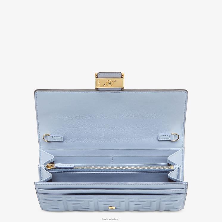 vrouwen accessoires Fendi 0J62L1422 baguette continental met ketting nappa lederen portemonnee lichtblauw