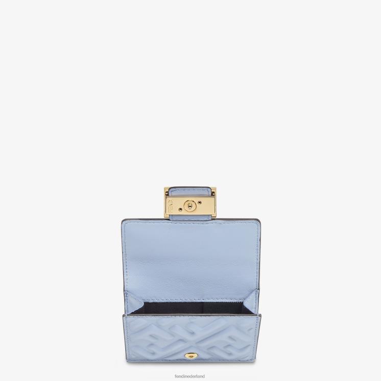 vrouwen accessoires Fendi 0J62L1423 Baguette micro driebladige portemonnee van nappaleer lichtblauw