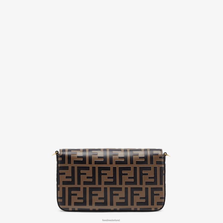 vrouwen accessoires Fendi 0J62L1477 portemonnee aan ketting met zakjes leren mini-tasje bruin