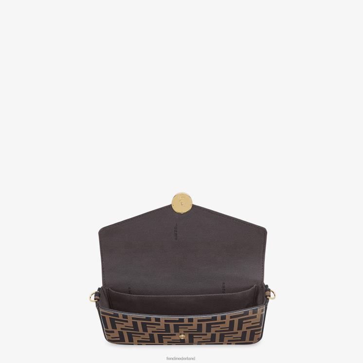 vrouwen accessoires Fendi 0J62L1477 portemonnee aan ketting met zakjes leren mini-tasje bruin