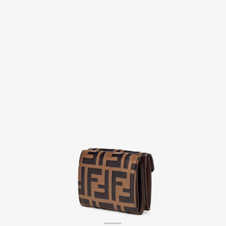 vrouwen accessoires Fendi 0J62L1479 micro driebladige lederen portemonnee zwart
