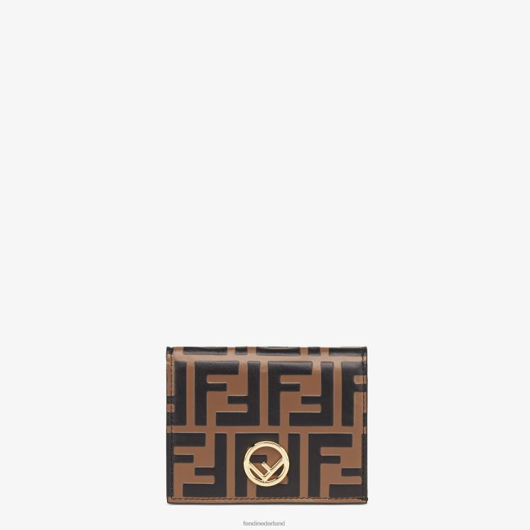 vrouwen accessoires Fendi 0J62L1481 kleine leren portemonnee bruin