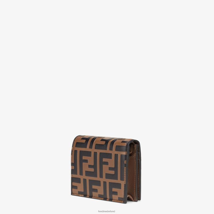 vrouwen accessoires Fendi 0J62L1481 kleine leren portemonnee bruin