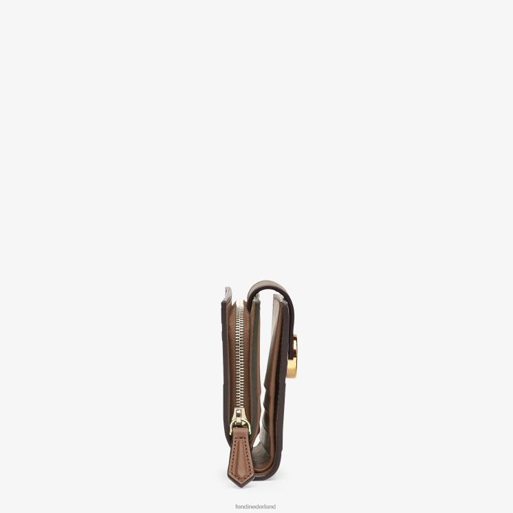 vrouwen accessoires Fendi 0J62L1482 lederen compacte portemonnee bruin