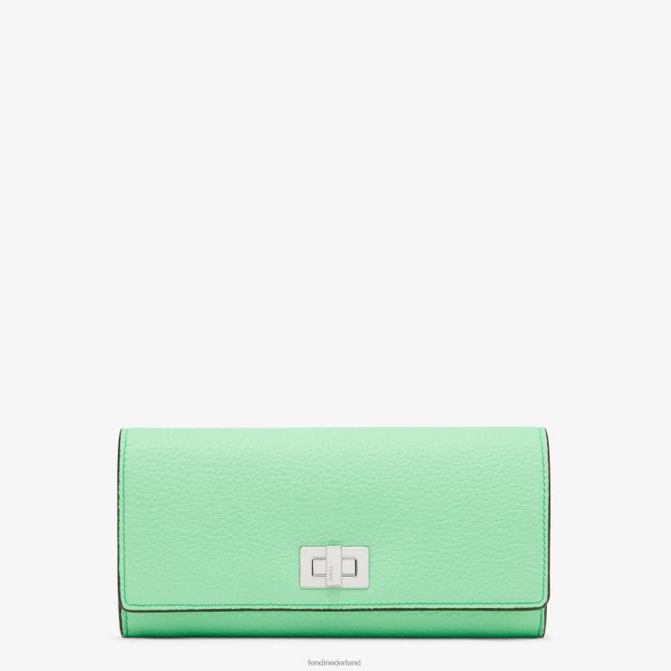 vrouwen accessoires Fendi 0J62L1484 Kiekeboe continental leren portemonnee groente