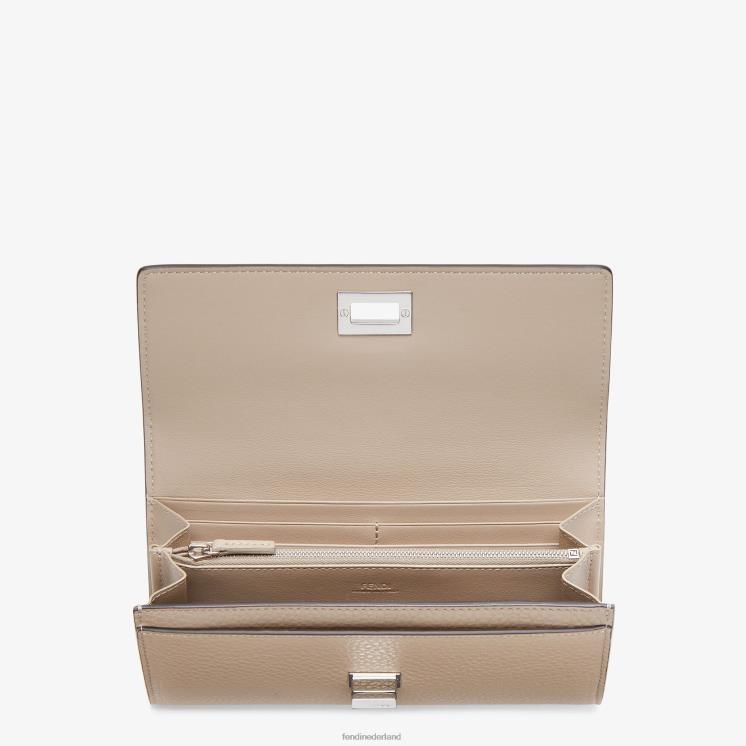 vrouwen accessoires Fendi 0J62L1570 Kiekeboe continental leren portemonnee beige