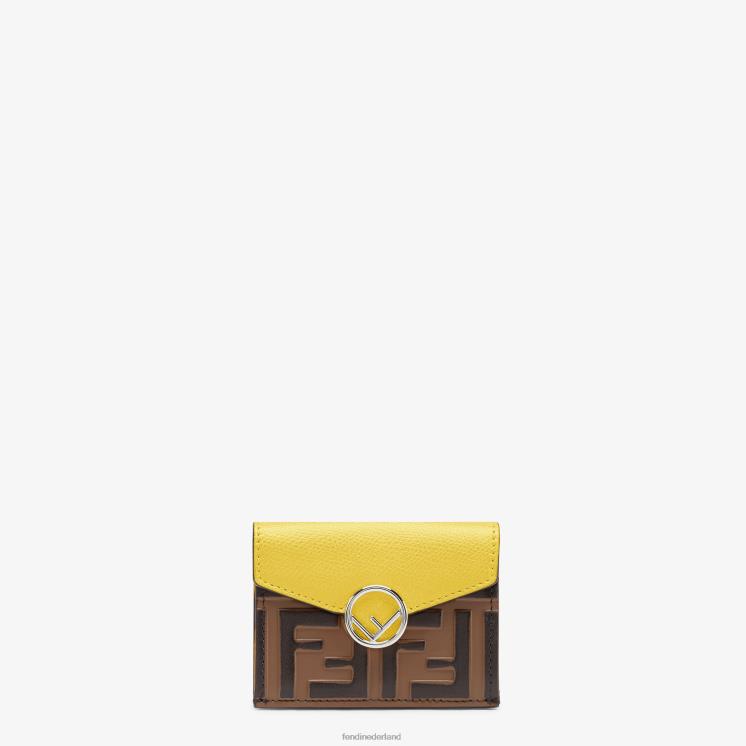 vrouwen accessoires Fendi 0J62L1581 micro gevouwen lederen portemonnee bruin