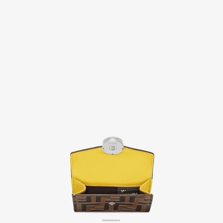 vrouwen accessoires Fendi 0J62L1581 micro gevouwen lederen portemonnee bruin