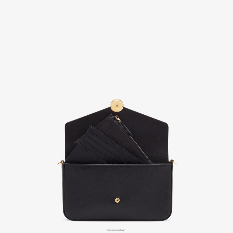 vrouwen accessoires Fendi 0J62L1585 portemonnee aan ketting met zakjes leren mini-tasje zwart