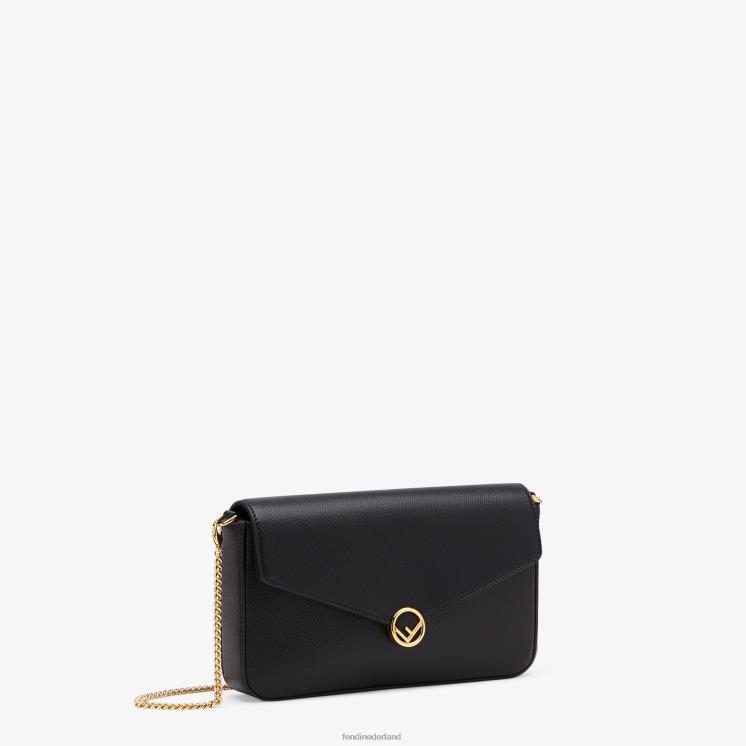 vrouwen accessoires Fendi 0J62L1585 portemonnee aan ketting met zakjes leren mini-tasje zwart