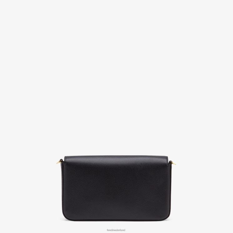vrouwen accessoires Fendi 0J62L1585 portemonnee aan ketting met zakjes leren mini-tasje zwart