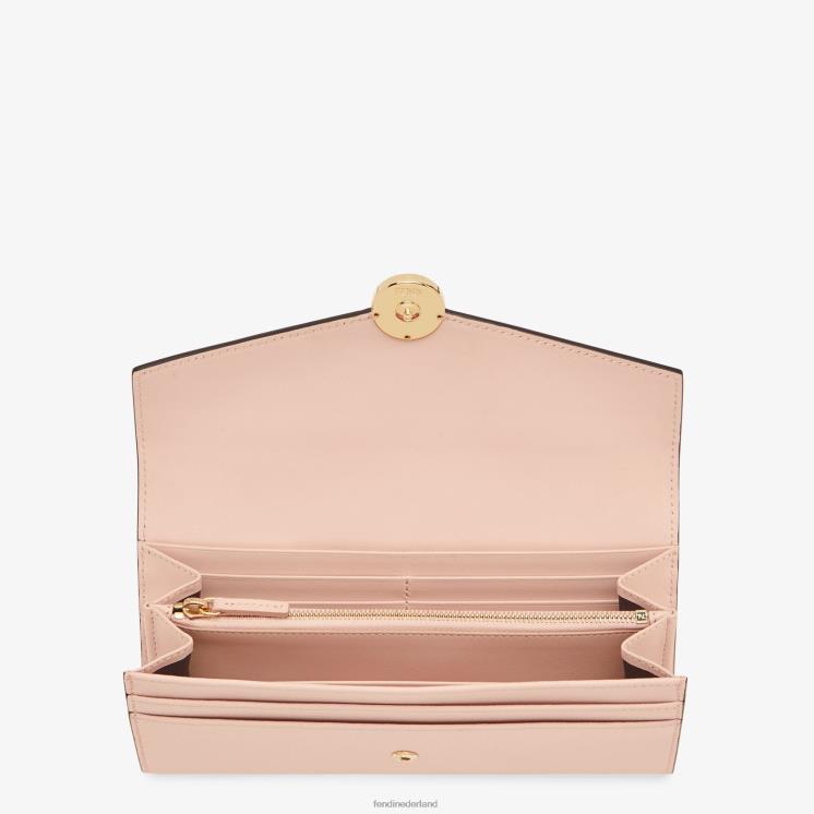 vrouwen accessoires Fendi 0J62L1588 continentale lederen portemonnee roze
