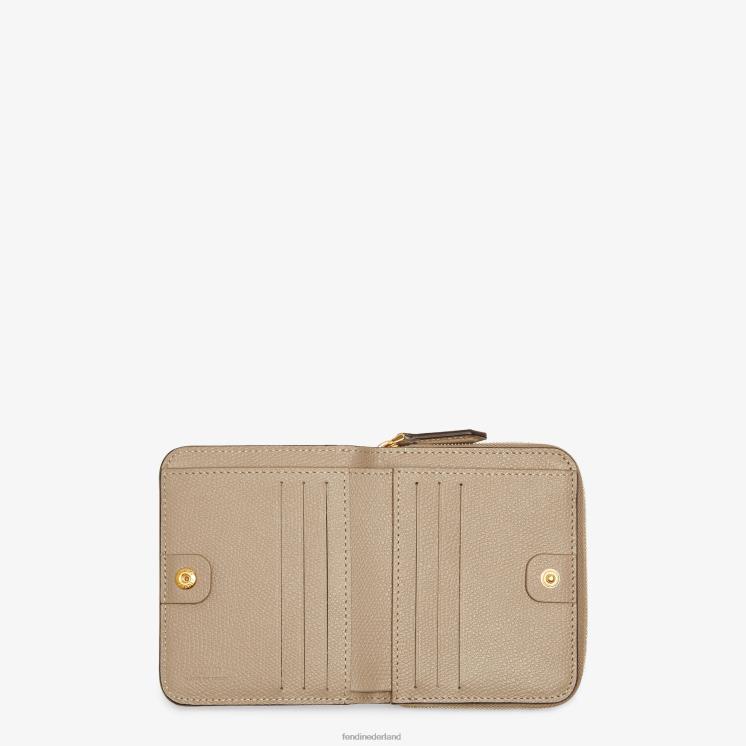 vrouwen accessoires Fendi 0J62L1591 Middelgrote lederen portemonnee met ritssluiting beige