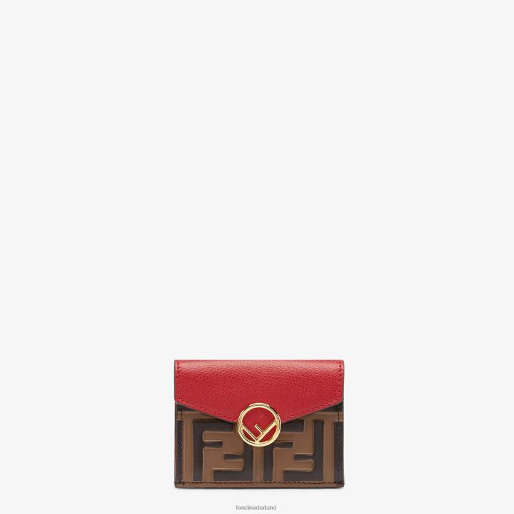 vrouwen accessoires Fendi 0J62L1596 micro gevouwen lederen portemonnee rood
