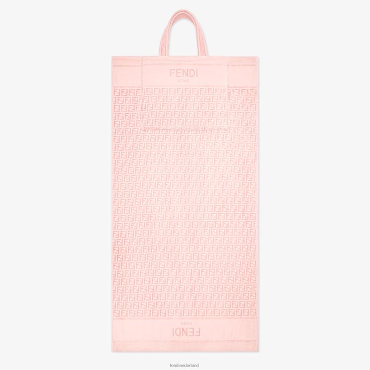 vrouwen accessoires Fendi 0J62L2914 badstof strandlaken met logo dat verandert in een tas roze