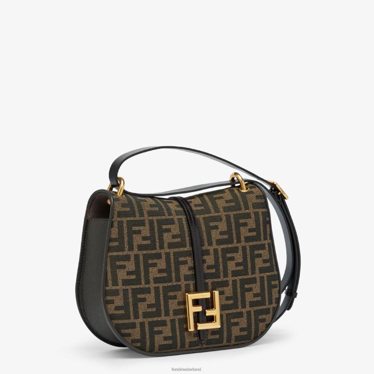 vrouwen accessoires Fendi 0J62L515 ff tas van jacquardstof en leer bruin