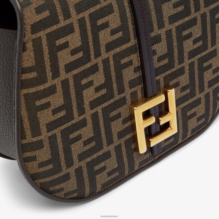 vrouwen accessoires Fendi 0J62L515 ff tas van jacquardstof en leer bruin
