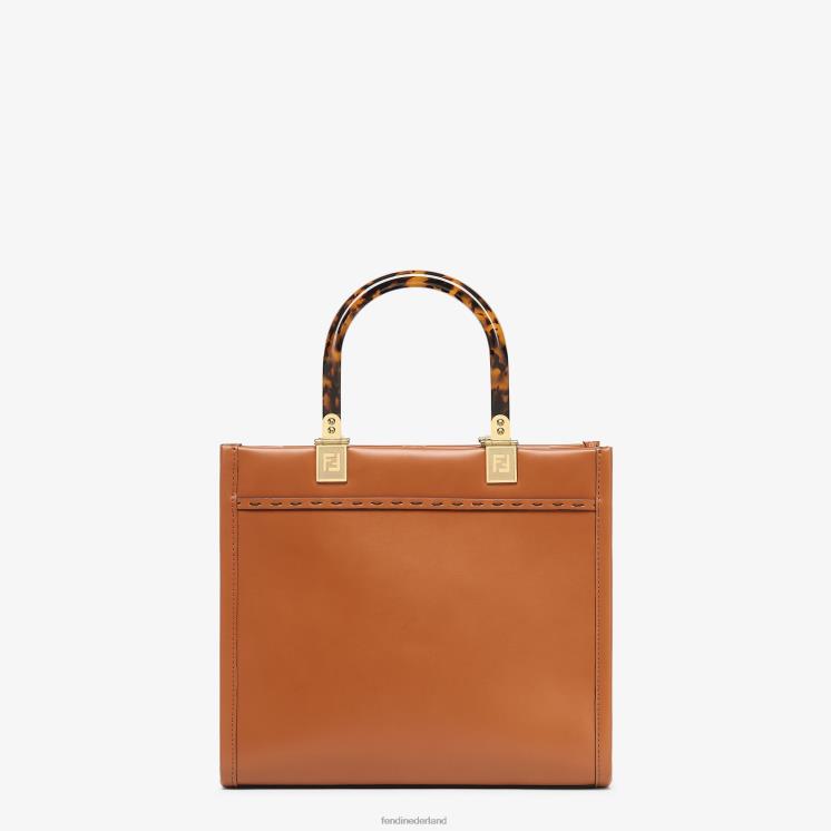 vrouwen accessoires Fendi 0J62L522 Sunshine kleine leren shopper bruin