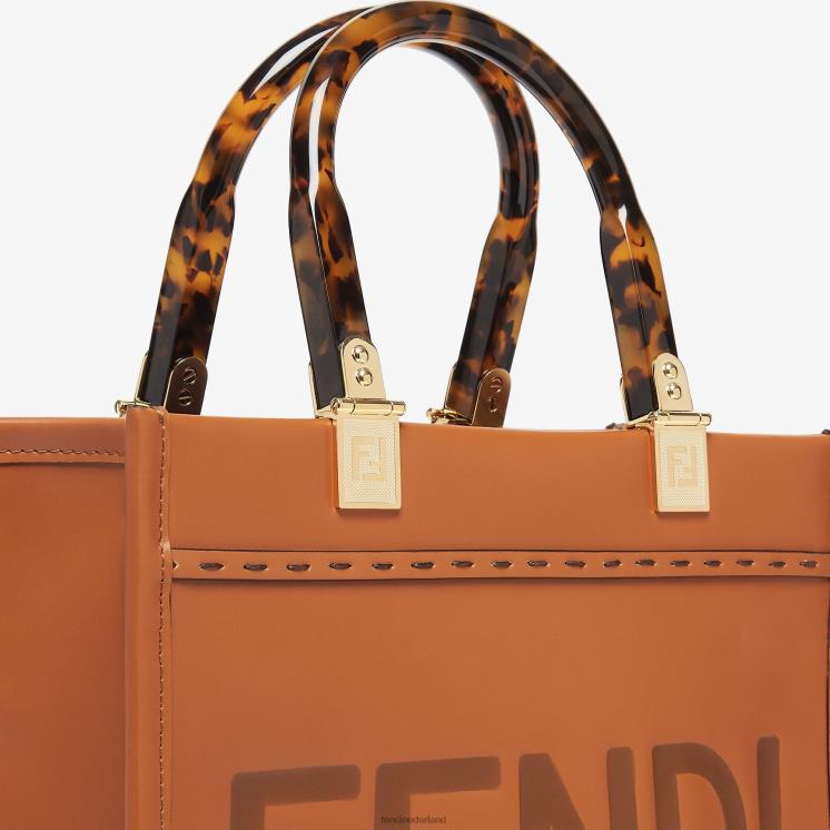 vrouwen accessoires Fendi 0J62L522 Sunshine kleine leren shopper bruin